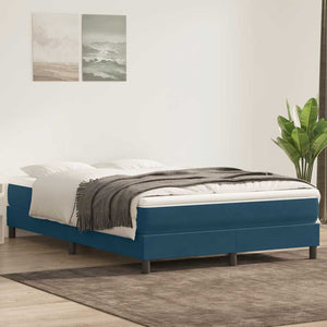 vidaXL Box Spring Bed with Mattress Dark Blue 140x220 cm Velvet