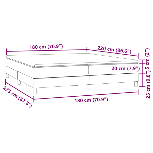 vidaXL Lit tapissier avec matelas Gris clair 180x220 cm Velours