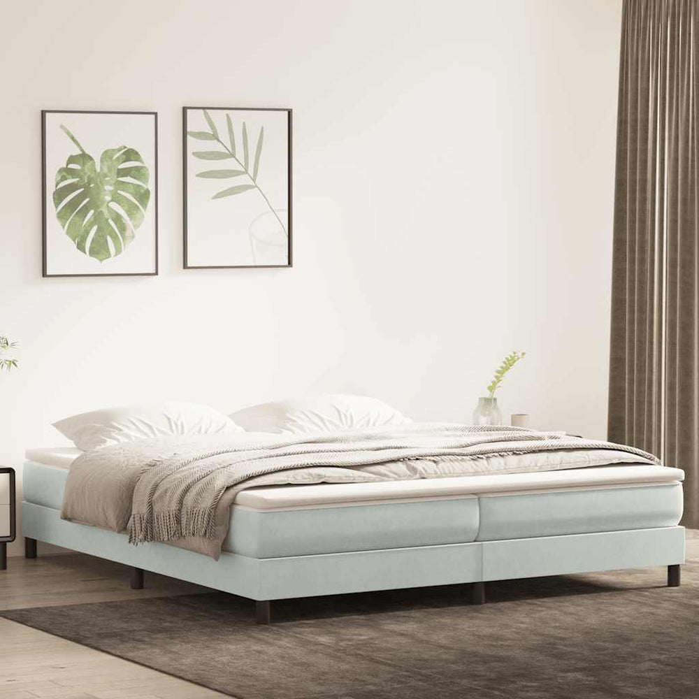 vidaXL Lit tapissier avec matelas Gris clair 180x220 cm Velours