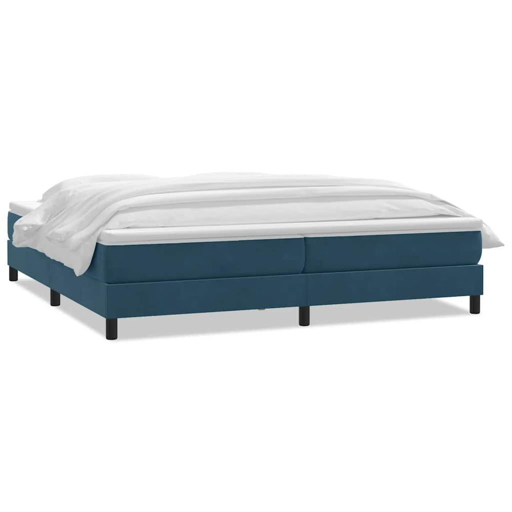 vidaXL Lit coffre avec matelas Bleu foncé 180x220 cm Velours