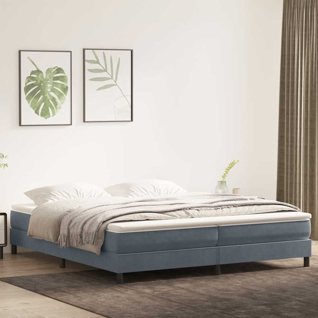 vidaXL Lit tapissier avec matelas Gris foncé 200x220 cm Velours