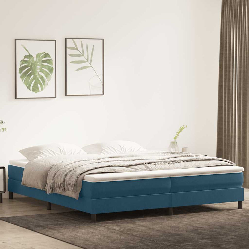 vidaXL Lit coffre avec matelas Bleu foncé 200x220 cm Velours