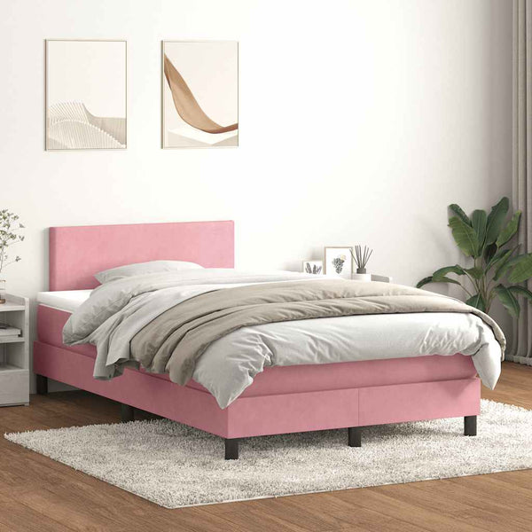 vidaXL Lit double tapissier avec matelas velours rose 120x210 cm