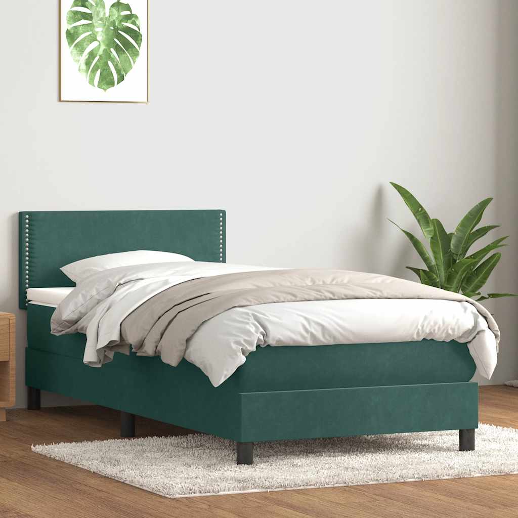 Boxspringbett Dunkelgrün 100x210 cm Samt
