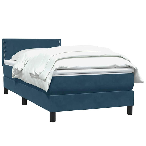 vidaXL Lit boxspring avec matelas Velours bleu foncé 100x210 cm