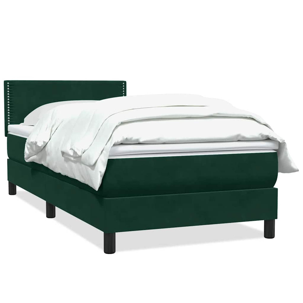 vidaXL Lit coffre avec matelas Vert foncé 100x220 cm Velours