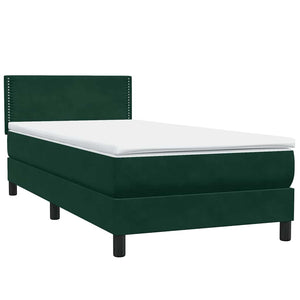 vidaXL Lit coffre avec matelas Vert foncé 100x220 cm Velours