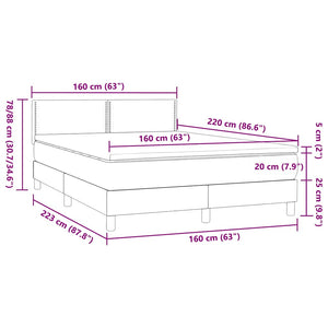 Boxspringbett mit Matratze Schwarz 160x220 cm Samt