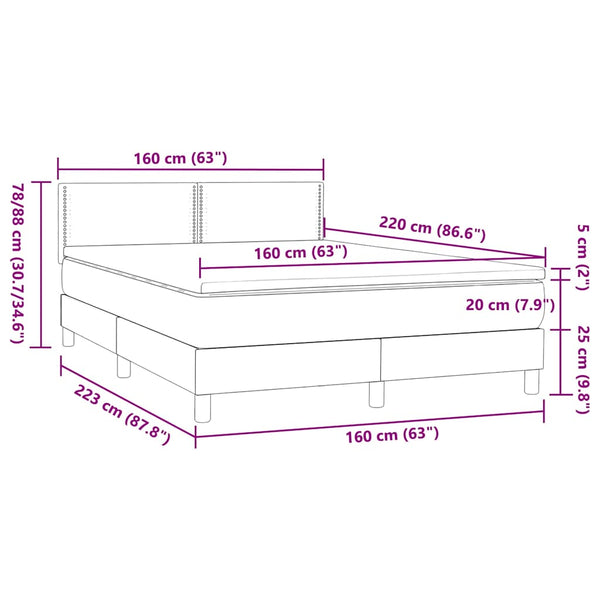 Boxspringbett mit Matratze Schwarz 160x220 cm Samt