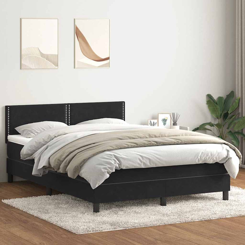 vidaXL Lit coffre avec matelas Noir 160x220 cm Velours