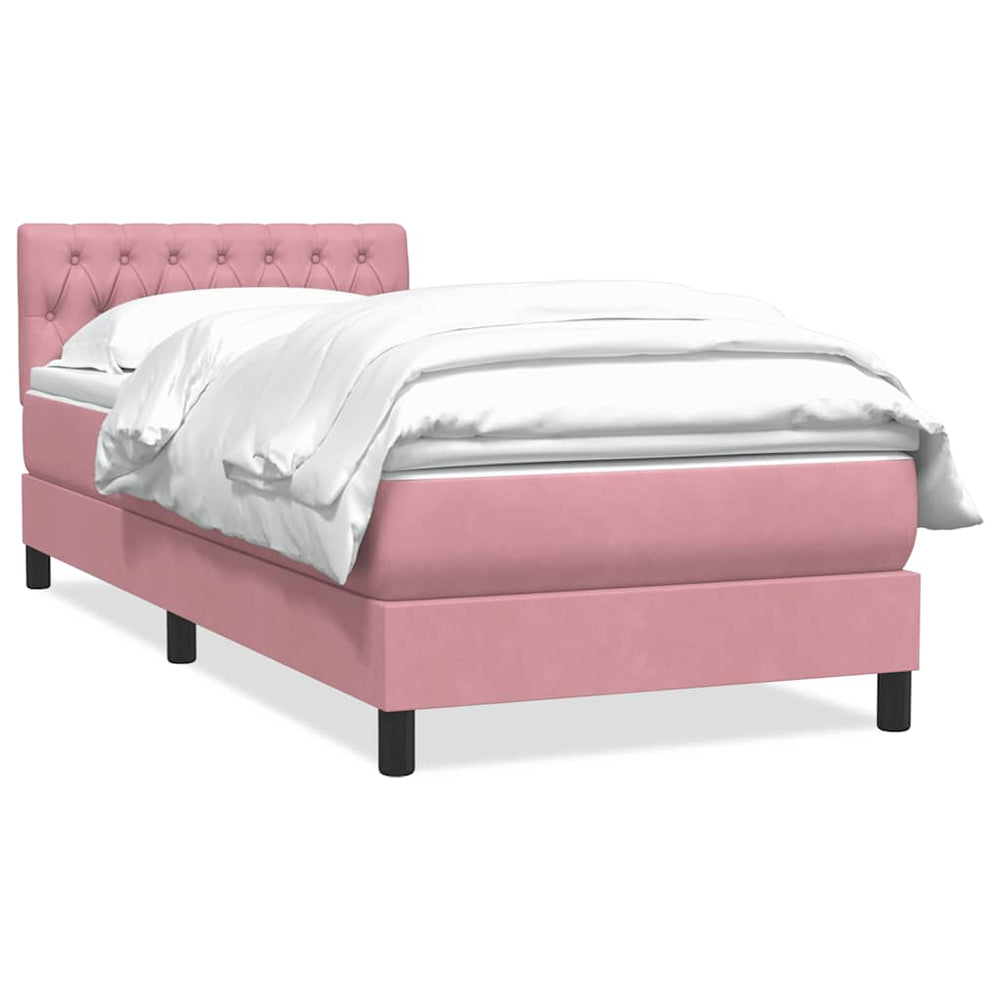 vidaXL Lit double tapissier avec matelas Rose 100x210 cm Velours