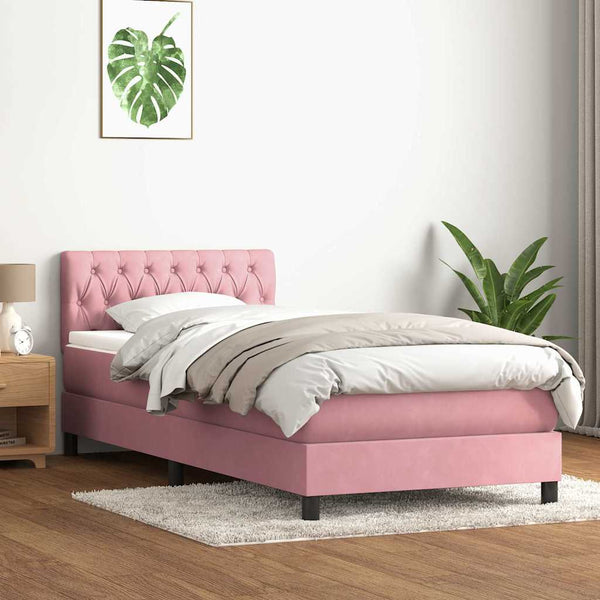 vidaXL Lit double tapissier avec matelas Rose 100x210 cm Velours