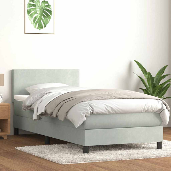 Boxspringbett mit LED Hellgrau 80x210 cm Samt