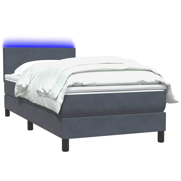 Boxspringbett mit LED Dunkelgrau 80x210 cm Samt