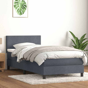 Boxspringbett mit LED Dunkelgrau 80x210 cm Samt