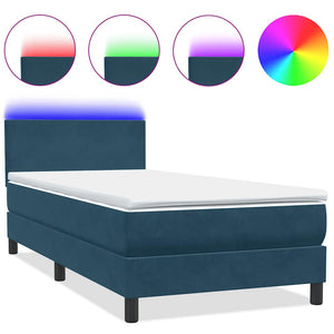 Boxspringbett mit LED Dunkelblau 80x210 cm