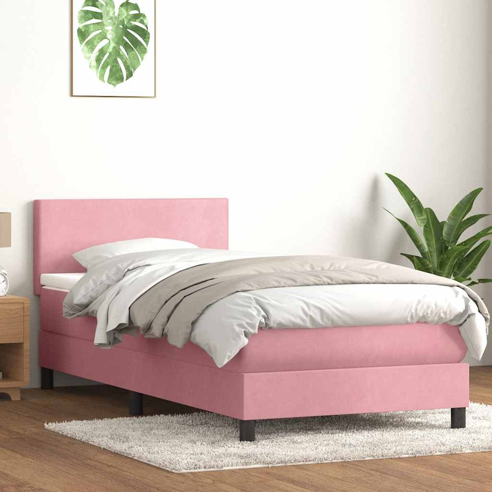 vidaXL Lit coffre avec matelas et LED Rose 80x210 cm Velours