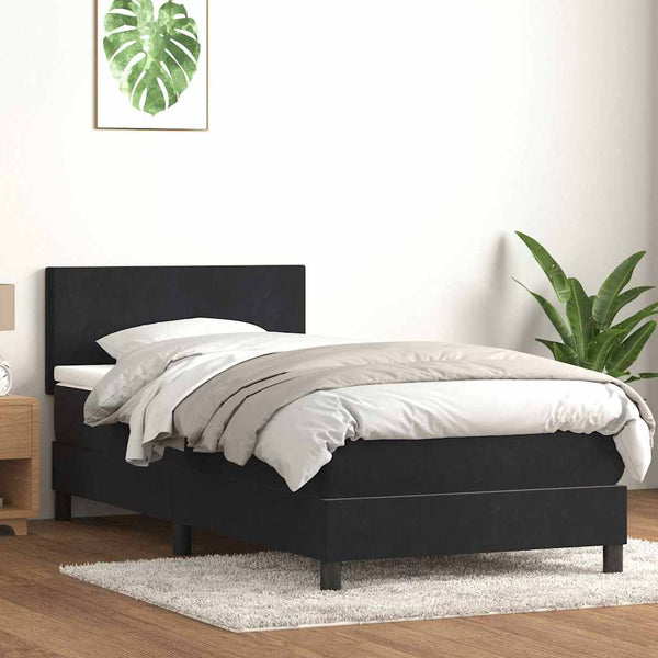 Boxspringbett mit LED Schwarz 90x210 cm Samt