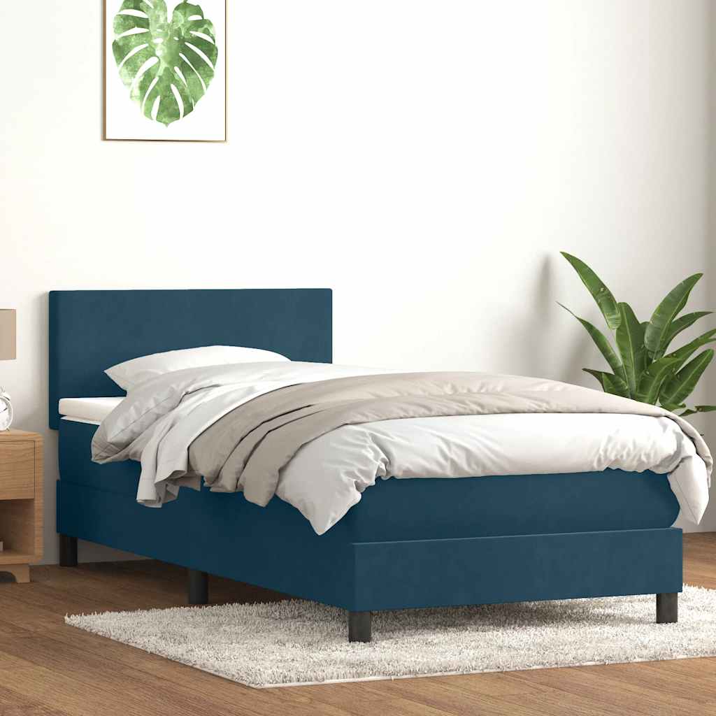 Boxspringbett mit LED Dunkelblau 90x210 cm
