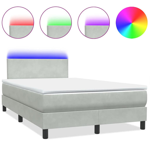 Boxspringbett mit Matratze & LED Hellgrau 120x210 cm