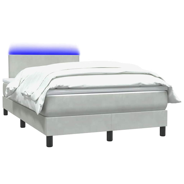 Boxspringbett mit Matratze & LED Hellgrau 120x210 cm