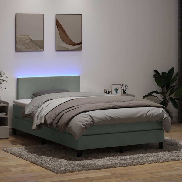 Boxspringbett mit Matratze & LED Hellgrau 120x210 cm