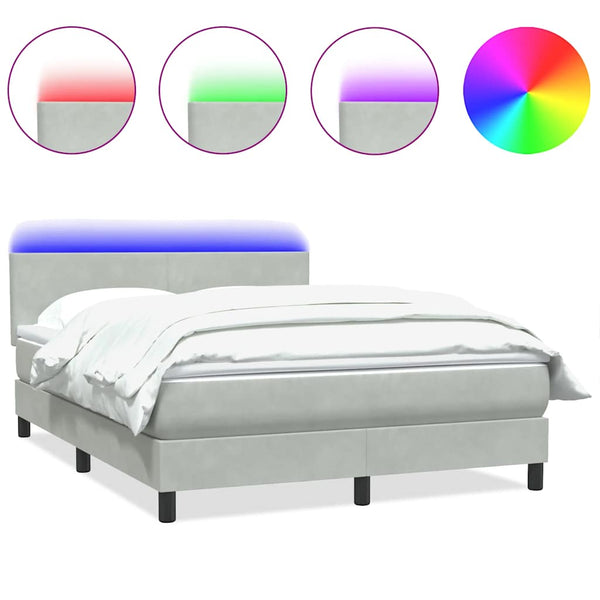 Boxspringbett mit Matratze & LED Hellgrau 140x210 cm