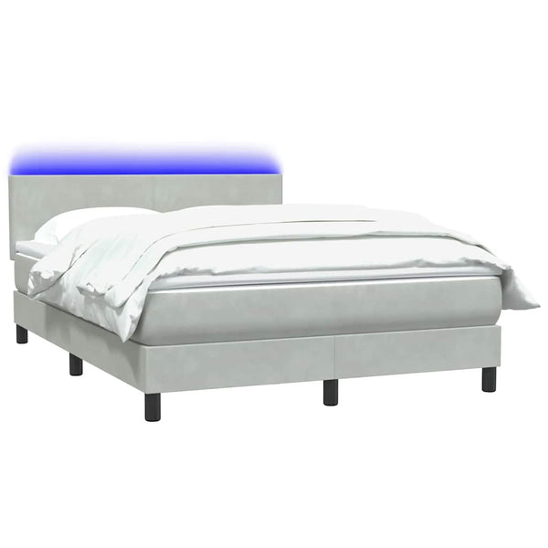 Boxspringbett mit Matratze & LED Hellgrau 140x210 cm