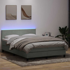 Boxspringbett mit Matratze & LED Hellgrau 140x210 cm