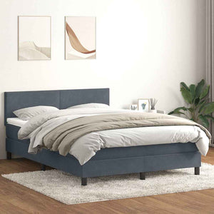 Boxspringbett mit LED Dunkelgrau 140x210 cm Samt