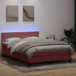 Boxspringbett Rosa 140x210 cm mit LED