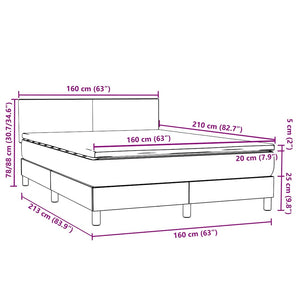 Boxspringbett mit LED Hellgrau 160x210 cm Samt