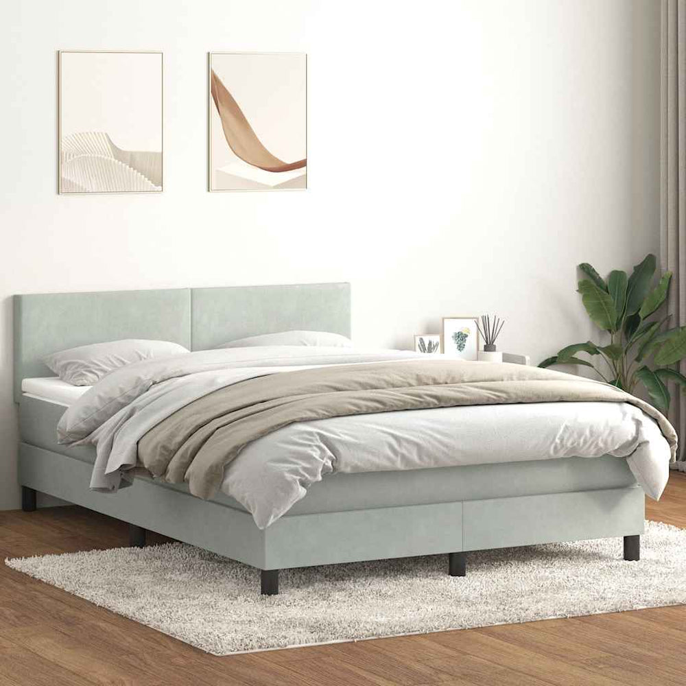 vidaXL Lit tapissier avec matelas et LED Gris clair 160x210 cm Velours