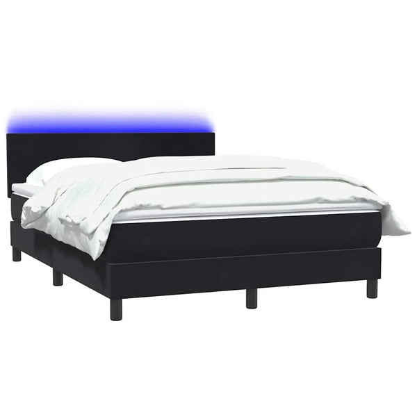 Boxspringbett mit LED Schwarz 160x210 cm Samt