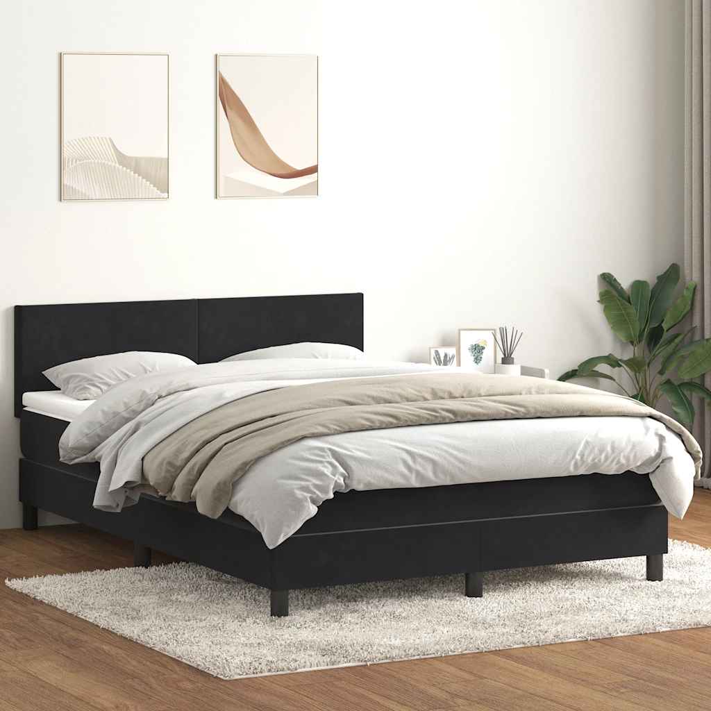 Boxspringbett mit LED Schwarz 160x210 cm Samt
