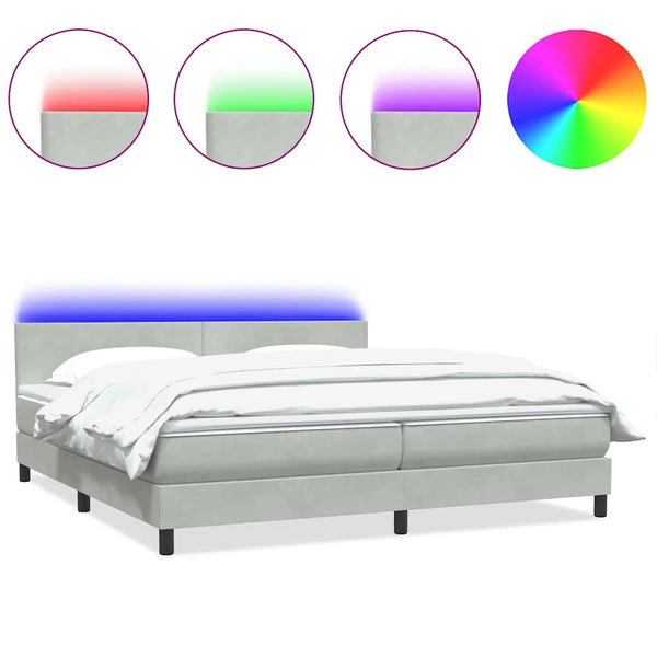 Boxspringbett mit LED Hellgrau 180x210 cm