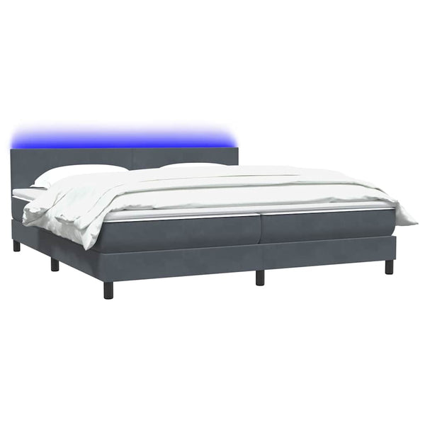 Boxspringbett mit LED Dunkelgrau 180x210 cm Samt