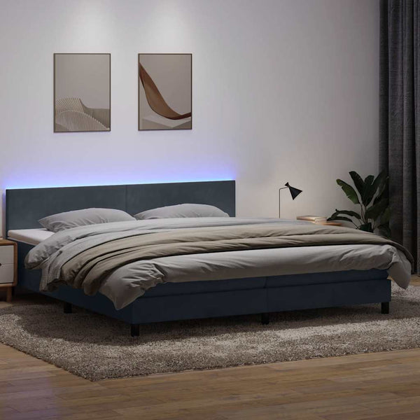 Boxspringbett mit LED Dunkelgrau 180x210 cm Samt