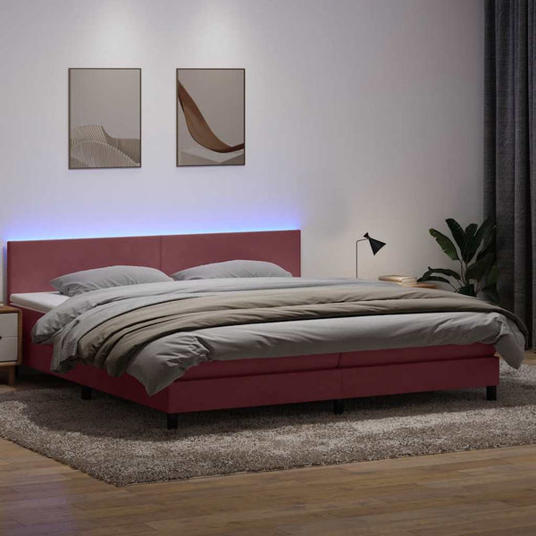 Boxspringbett Rosa Samt LED 180x210 cm