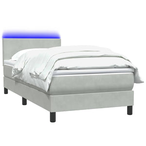 vidaXL Box Spring Bed with Mattress & LED Light Grey 80x220 cm Velvet