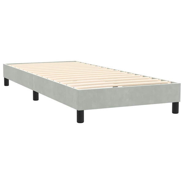 vidaXL Box Spring Bed with Mattress & LED Light Grey 80x220 cm Velvet