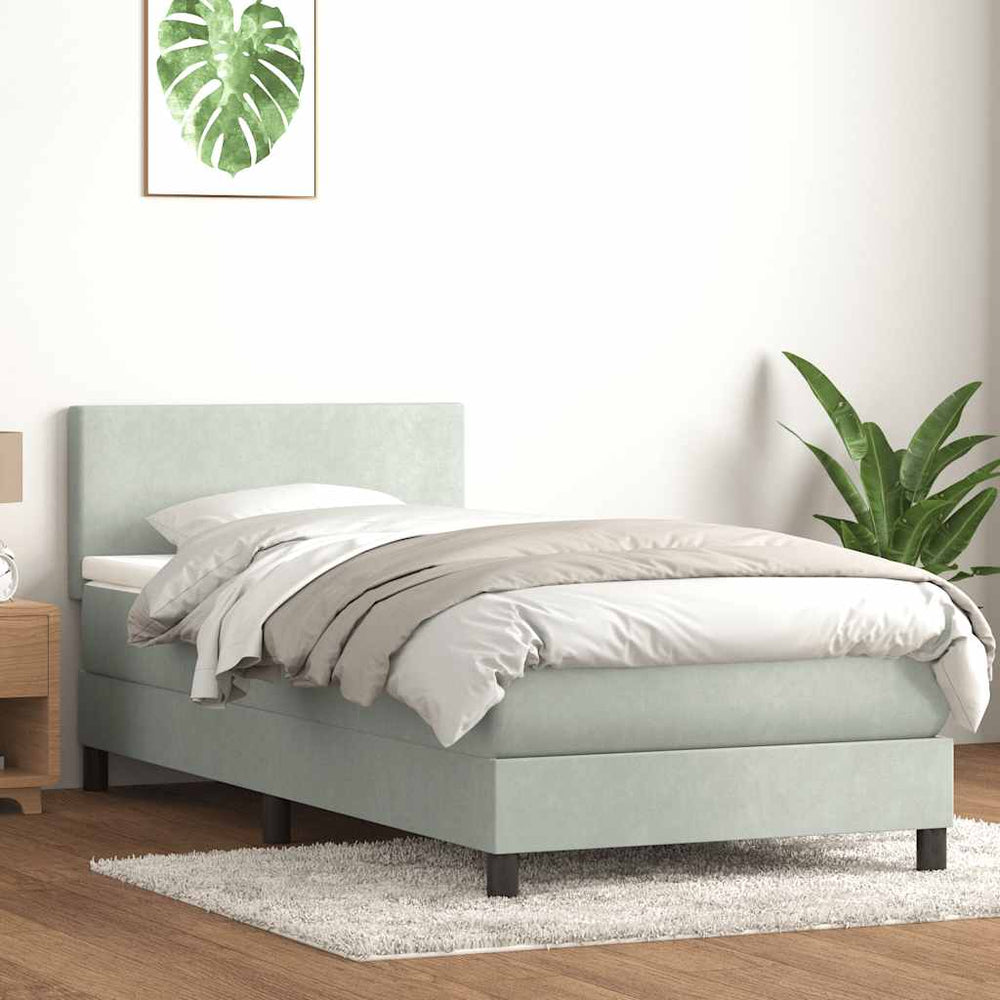 Boxspringbett mit LED Hellgrau 80x220 cm