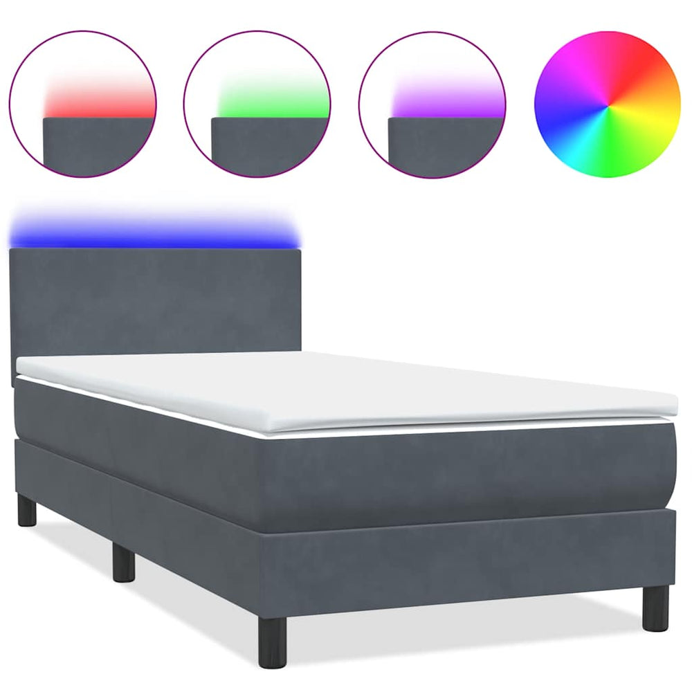 Boxspringbett mit LED Dunkelgrau 80x220 cm