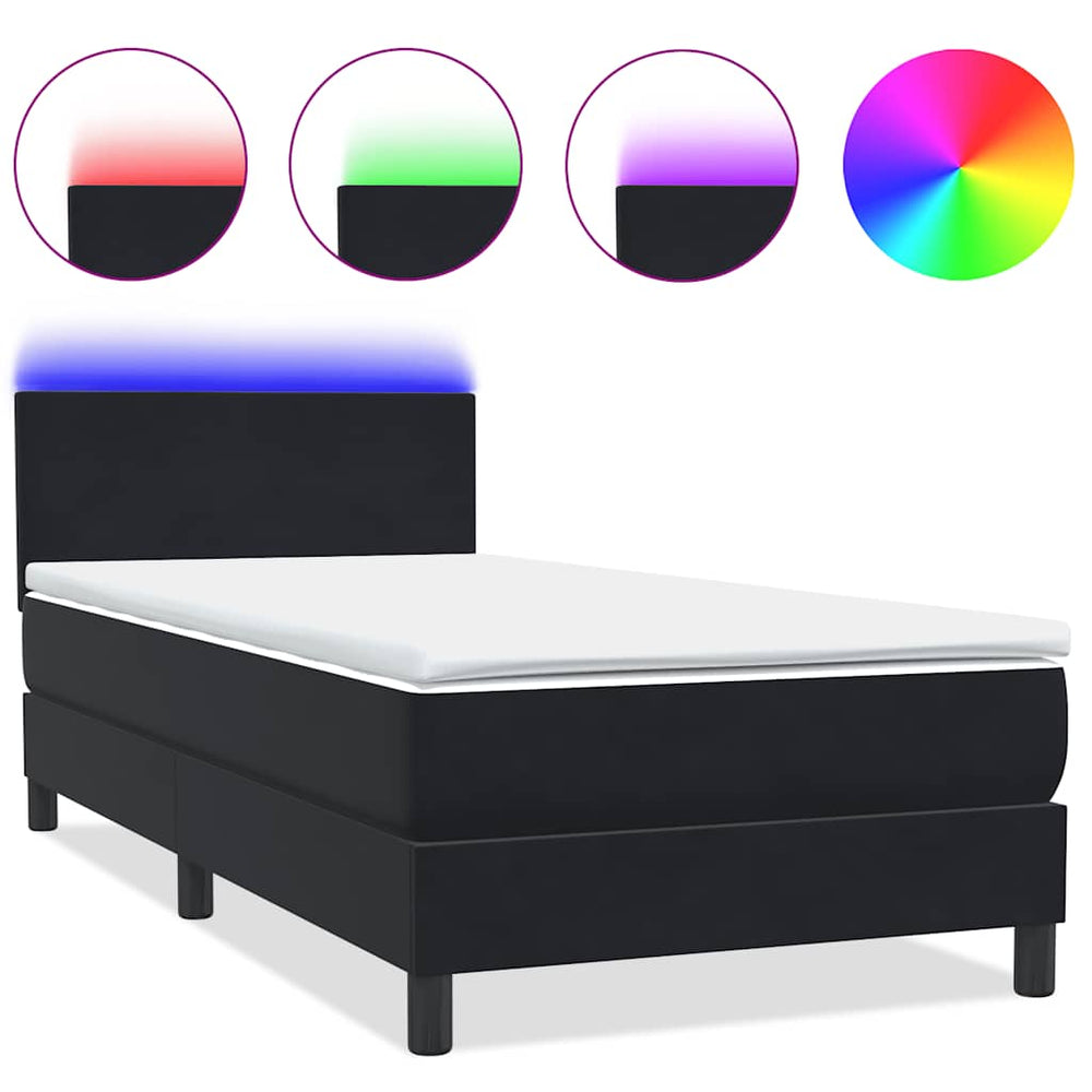 Boxspringbett mit LED Schwarz 80x220 cm Samt