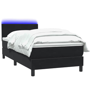Boxspringbett mit LED Schwarz 80x220 cm Samt