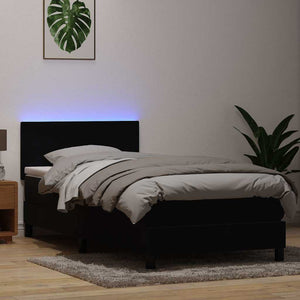 Boxspringbett mit LED Schwarz 80x220 cm Samt