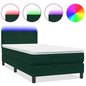 Boxspringbett mit LED Dunkelgrün 80x220 cm