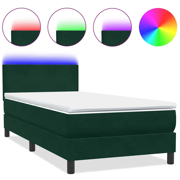 Boxspringbett mit LED Dunkelgrün 80x220 cm