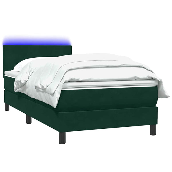 Boxspringbett mit LED Dunkelgrün 80x220 cm