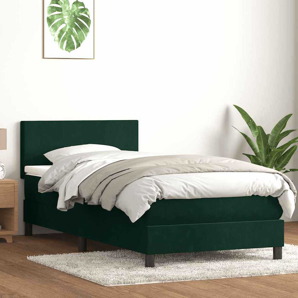 Boxspringbett mit LED Dunkelgrün 80x220 cm